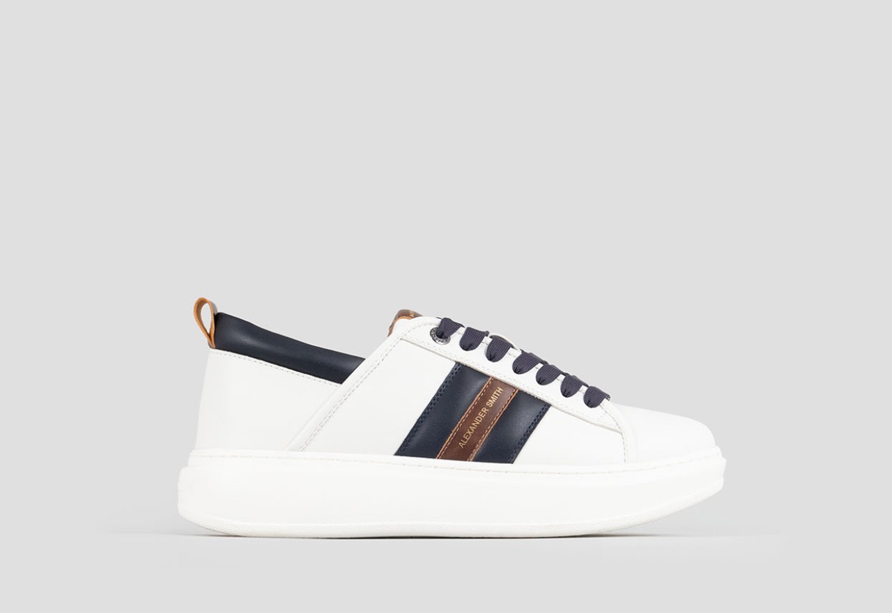 Alexander Smith ECO-WEMBLEY MAN WHITE BLUE COGNAC