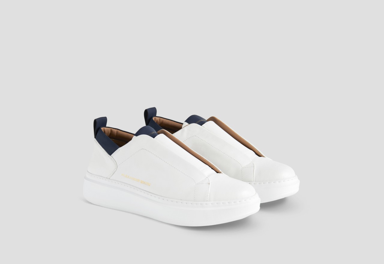Alexander Smith WEMBLEY SLIP-ON MAN WHITE BLUE