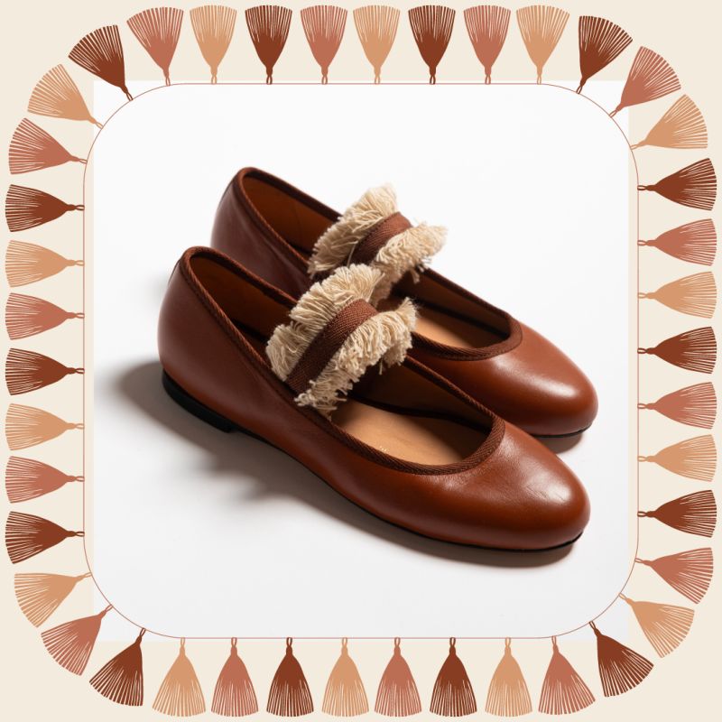 Allagiulia Ballerina Lolita CUOIO Frangia SABBIA