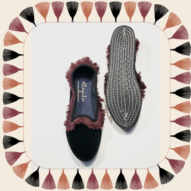 Allagiulia Friù Venezia NERO Frangia BORDEAUX