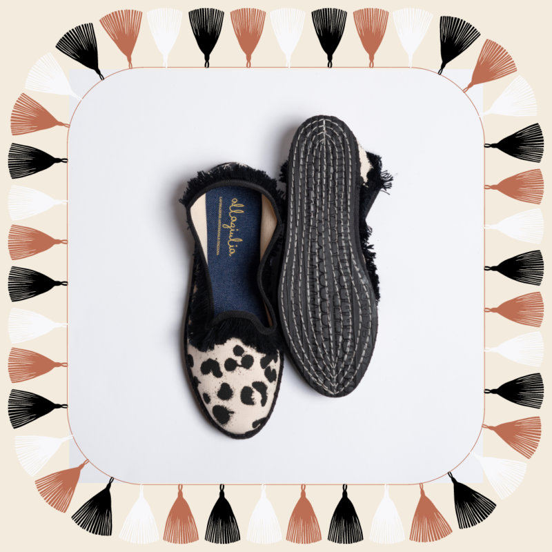 Allagiulia -Capsule Lamu- Friù Venezia Frangia CANVAS TIGROTTO NERO