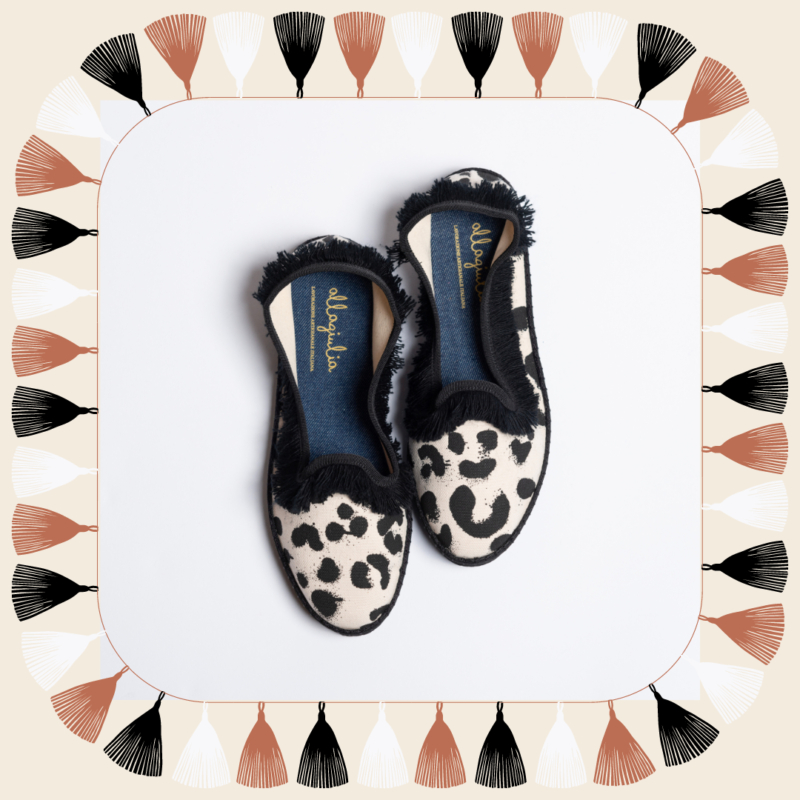 Allagiulia -Capsule Lamu- Friù Venezia Frangia CANVAS TIGROTTO NERO