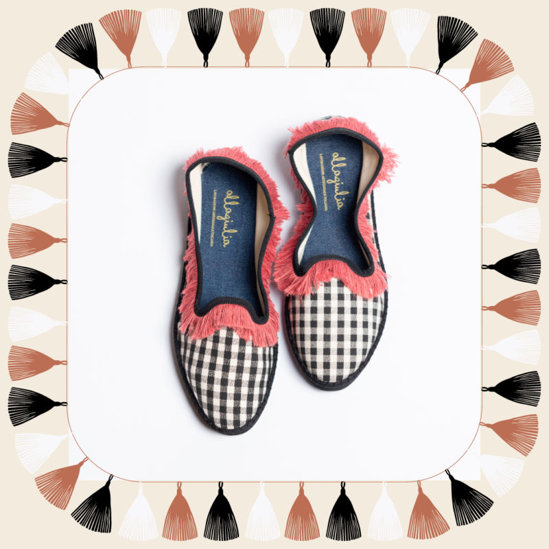 Allagiulia -Capsule Lamu- Friù Venezia VICHY NERO Frangia ROSA