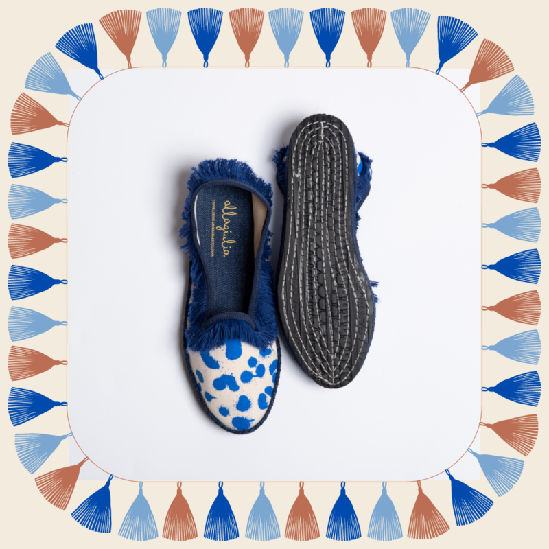 Allagiulia -Capsule Santorini- Friù Venezia Frangia CANVAS TIGROTTO BLUETTE