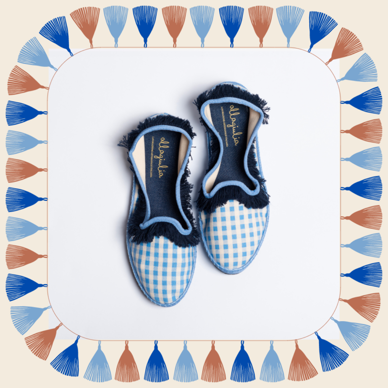 Allagiulia -Capsule Santorini- Friù Venezia VICHY AZZURRO Frangia BLU