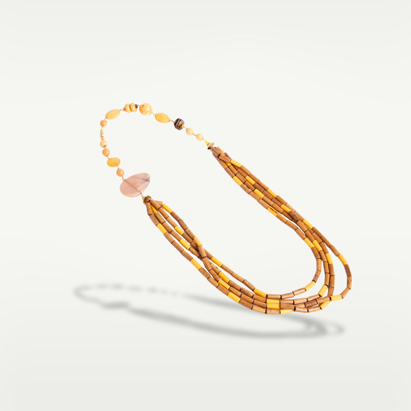 ALMALA COLLANA MULTIFILI WOOD | SENAPE