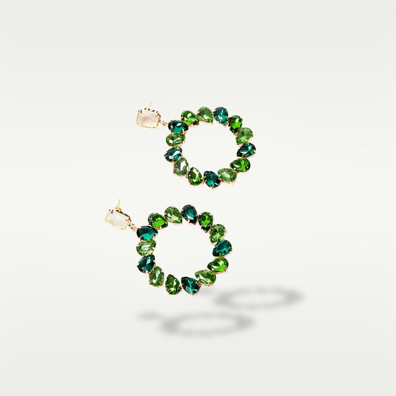ALMALA ORECCHINO CIRCLE STRASS | VERDE