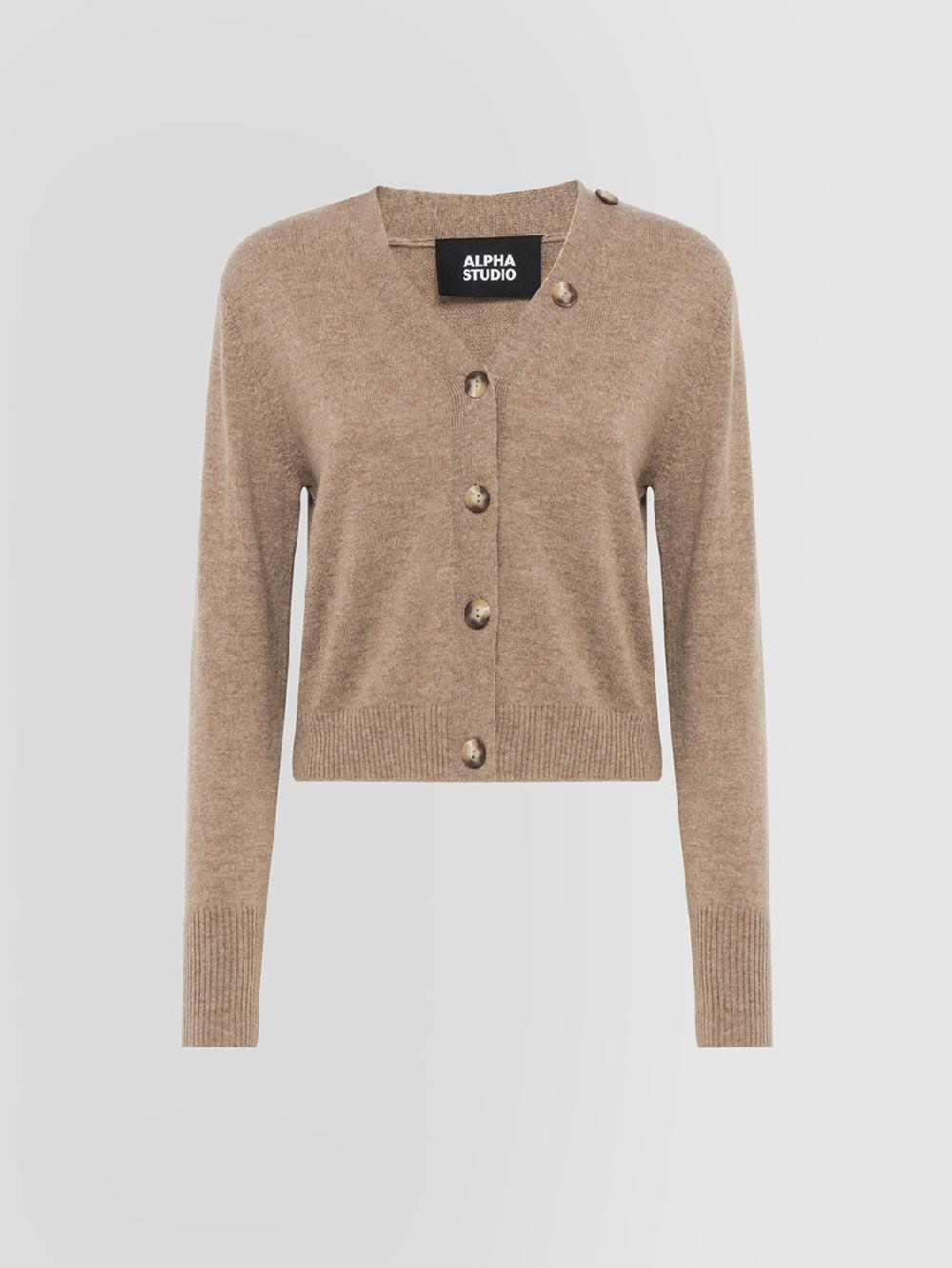 Alpha studio CARDIGAN CROPPED FIT M/L RASATO