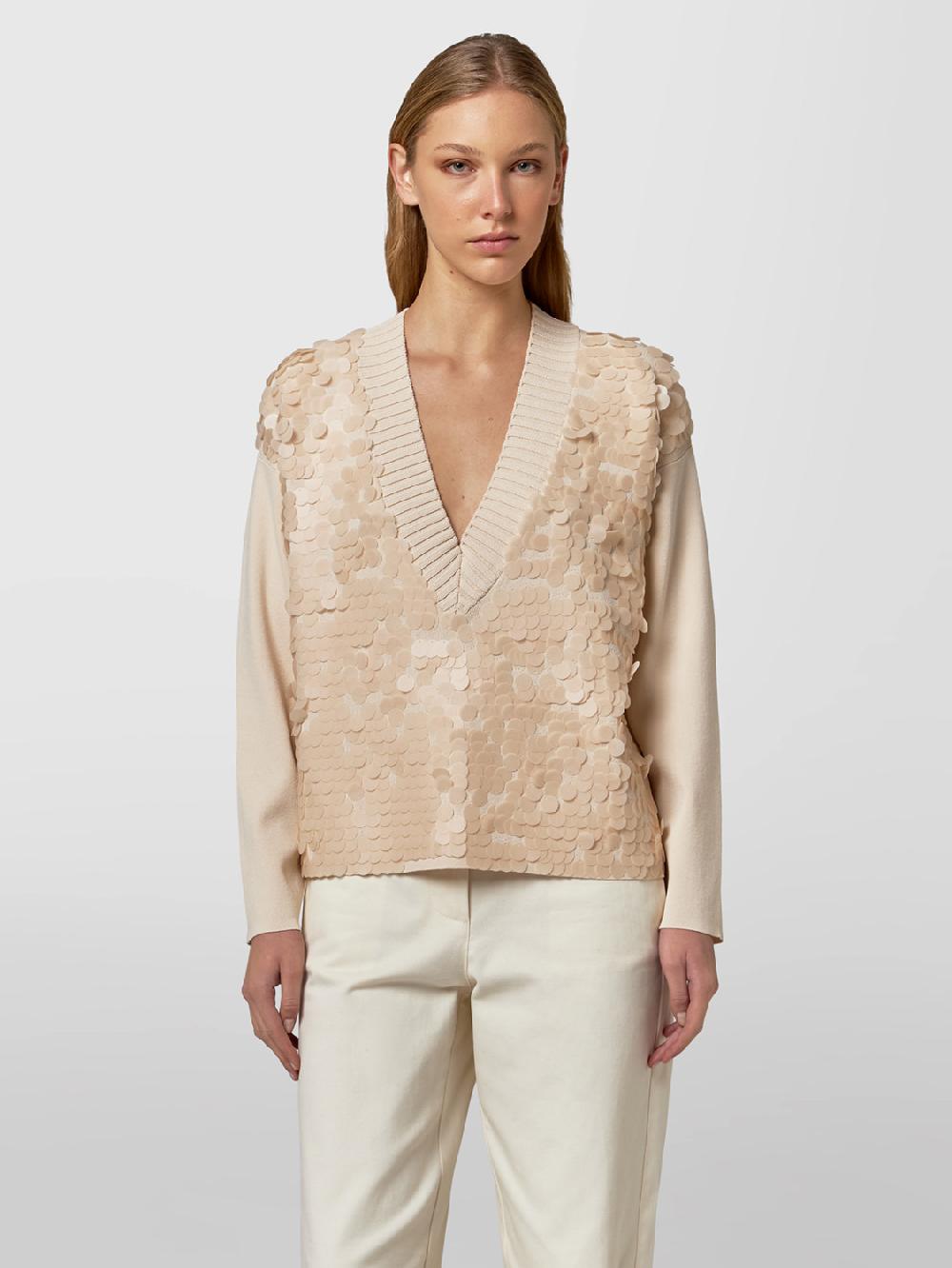 Alpha Studio SCOLLO V M/L RASATO CON RICAMO