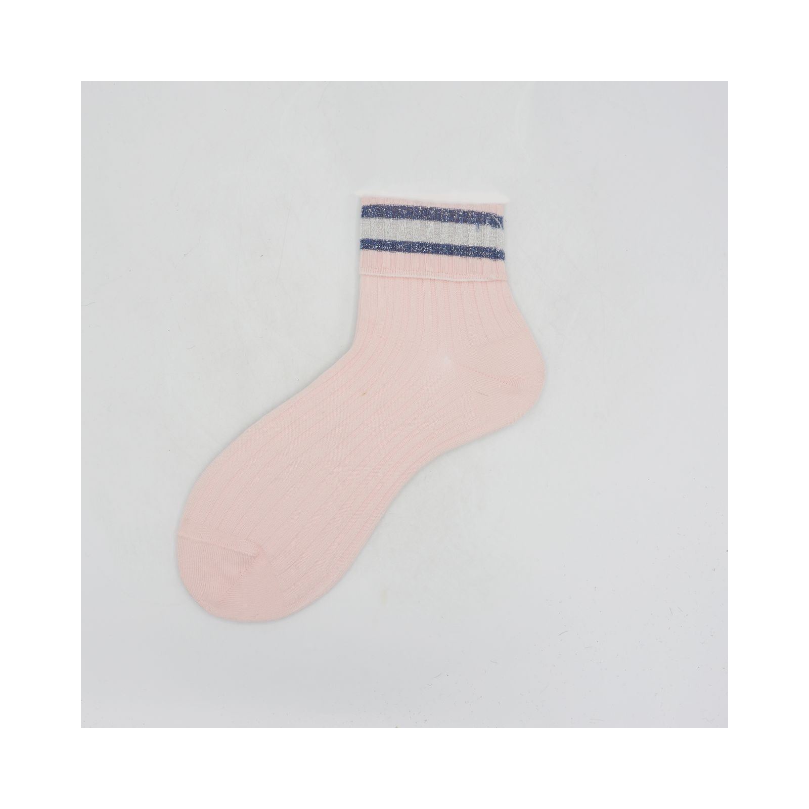 Alto Milano Calza corta da donna con risvoltino a righe Lena