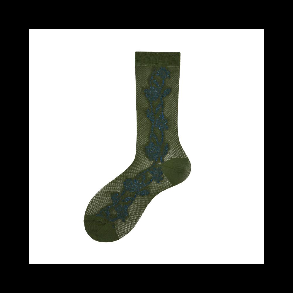 Alto Milano Calza corta da donna in cotone con effetto ricamo floreale Zyra