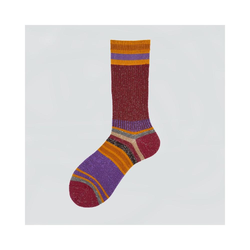 Alto Milano Calza corta in cotone e lurex a righe Chapò