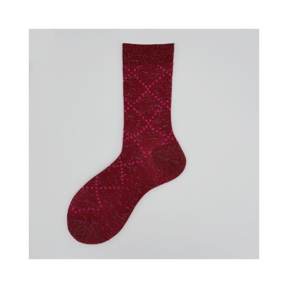 Alto Milano Calza corta in cotone e lurex in fantasia Check