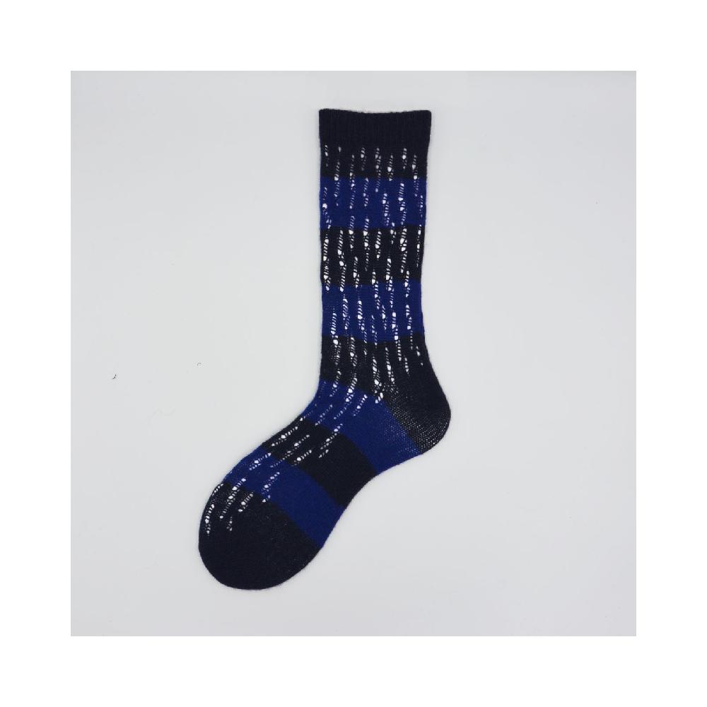 Alto Milano Calza corta in lana vergine traforata a righe Reggi