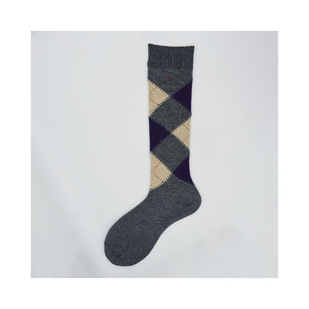 Alto Milano Calza lunga in lana vergine con fantasia a rombi Steffi