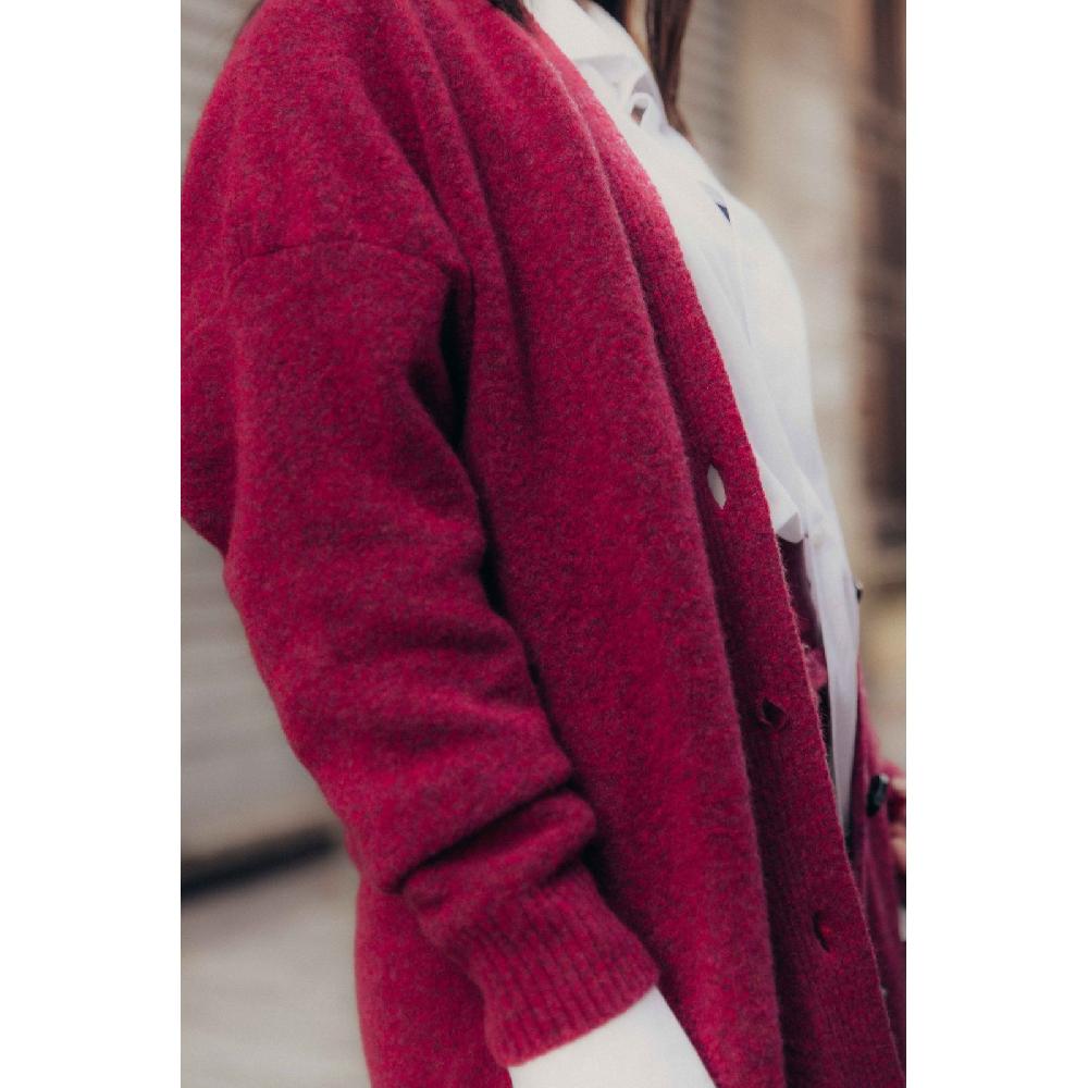 Alto Milano Cardigan in lana lungo tinta unita Huggy