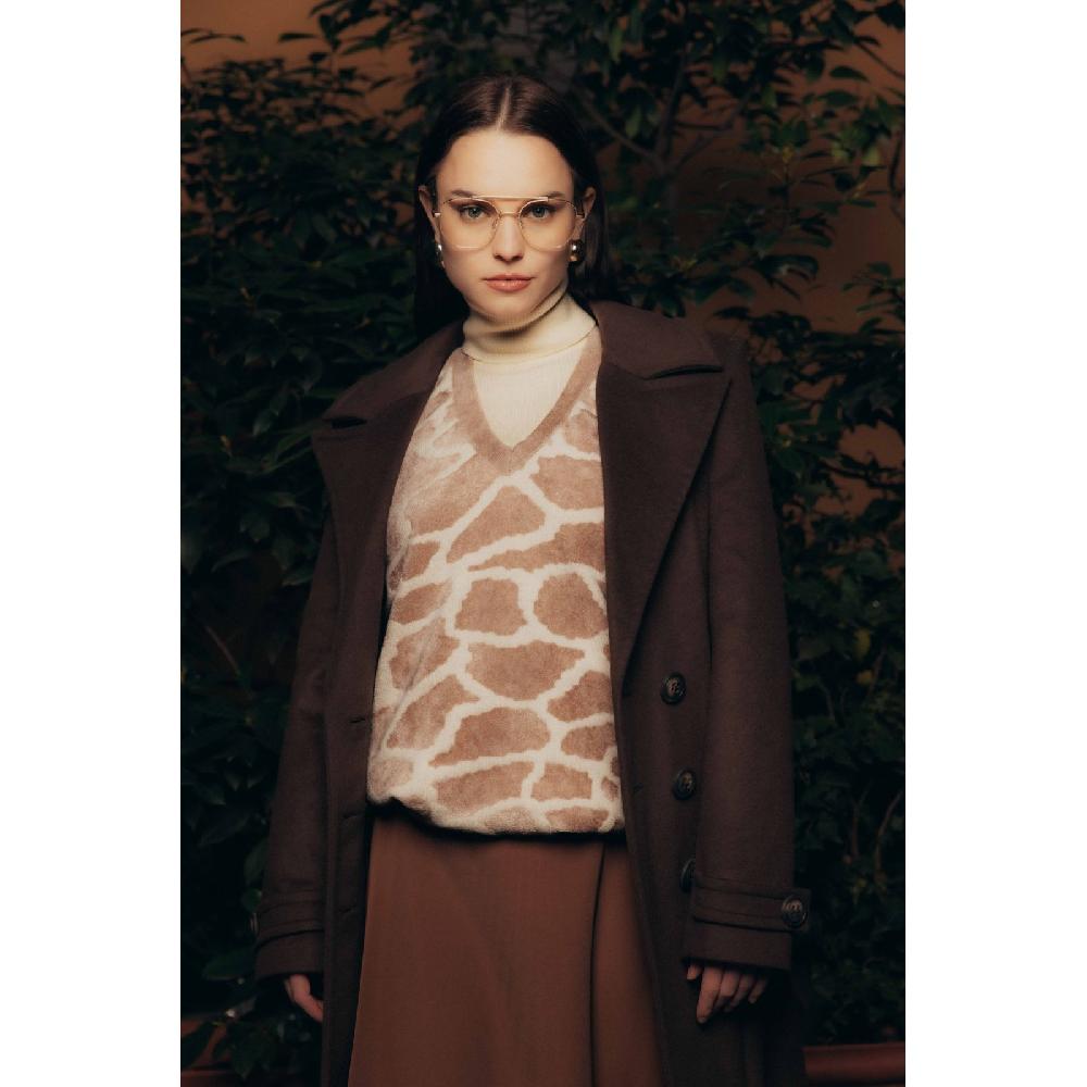 Alto Milano Gilet in lana e ciniglia in fantasia animalier Cowvest