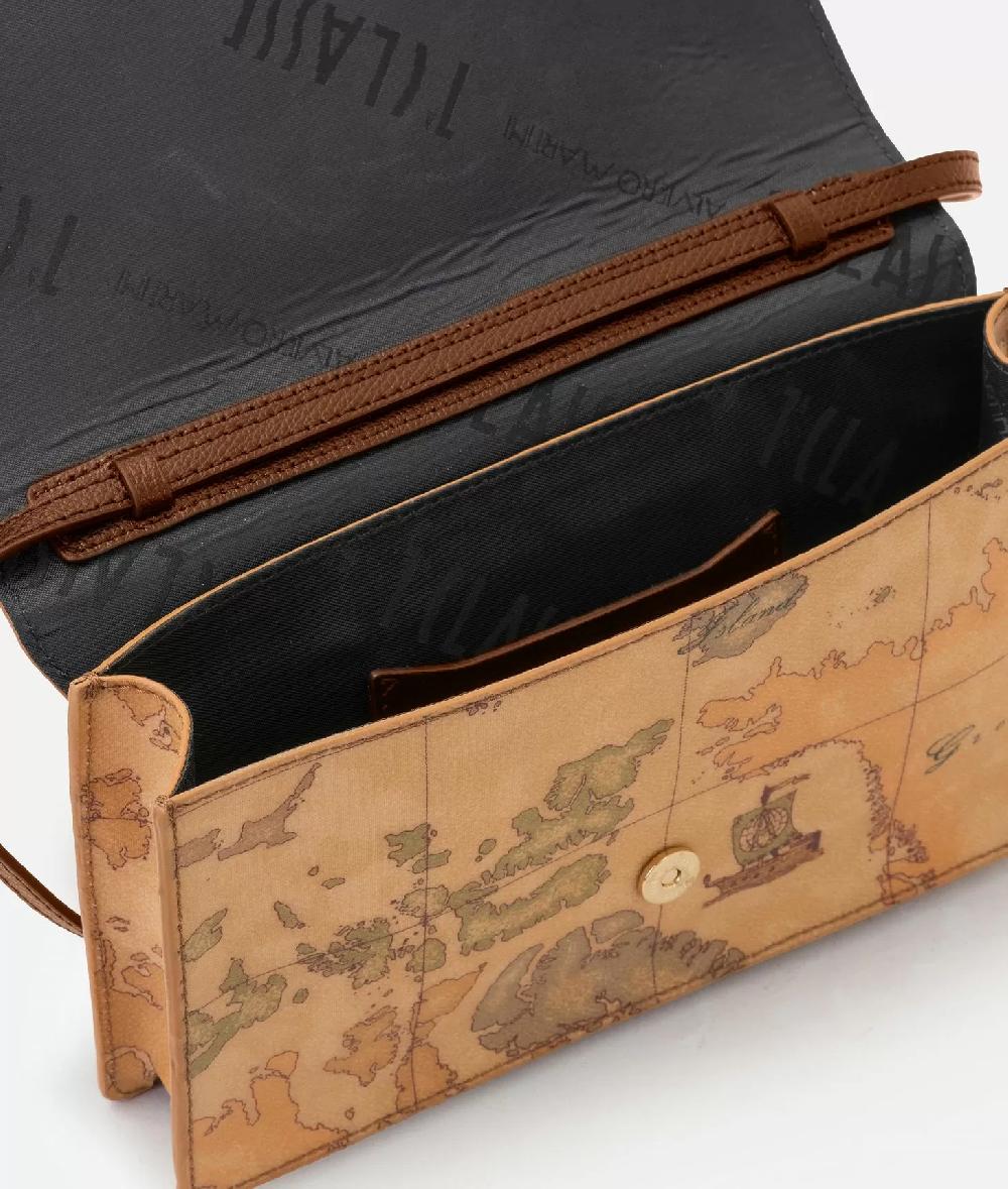 Alviero Martini 1a Classe 3D Geo Pochette Con Patta E Tracolla Castagna