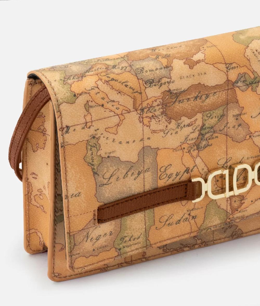 Alviero Martini 1a Classe 3D Geo Pochette Con Patta E Tracolla Castagna