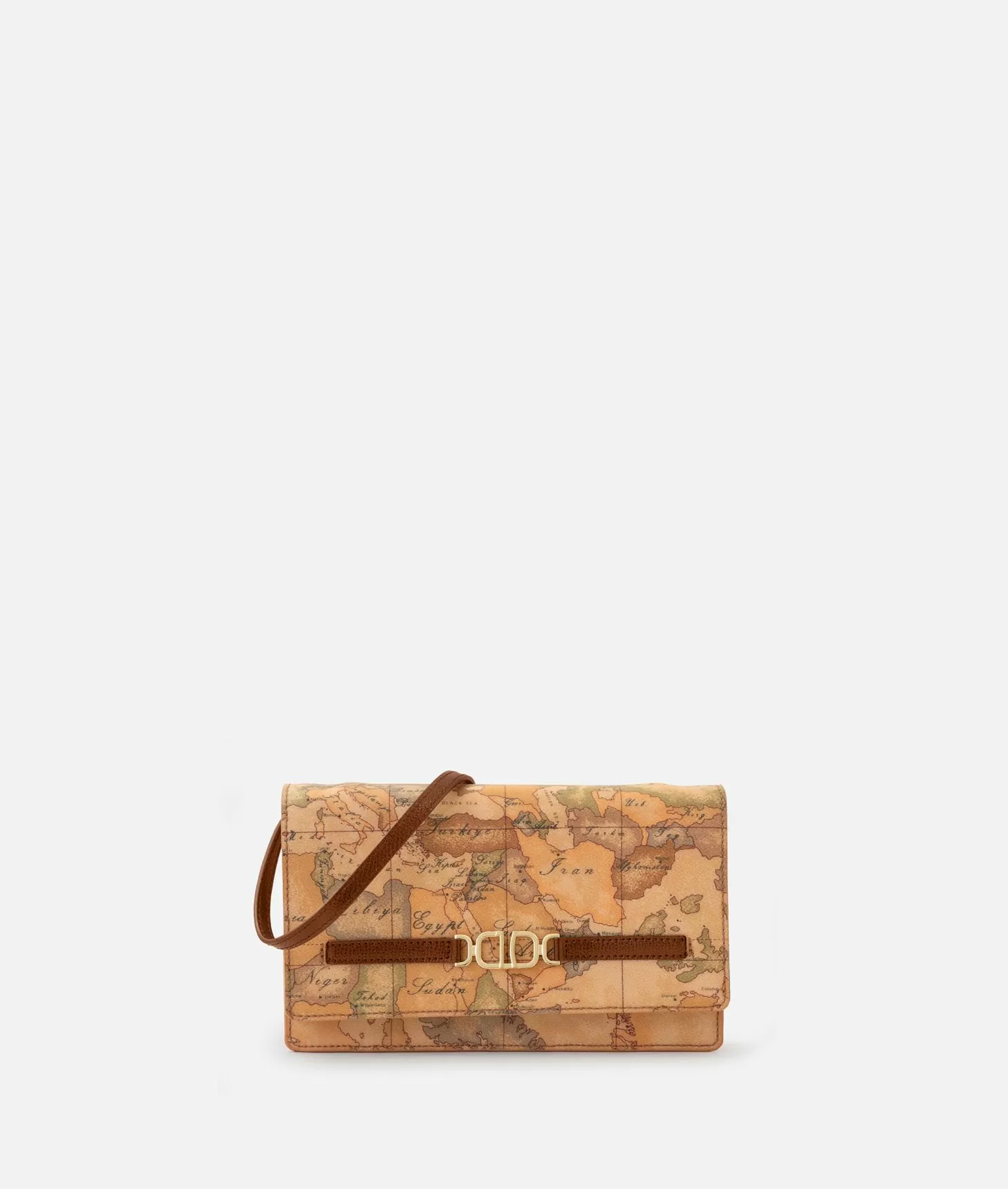 Alviero martini 1a classe 3D Geo pochette con patta e tracolla Castagna