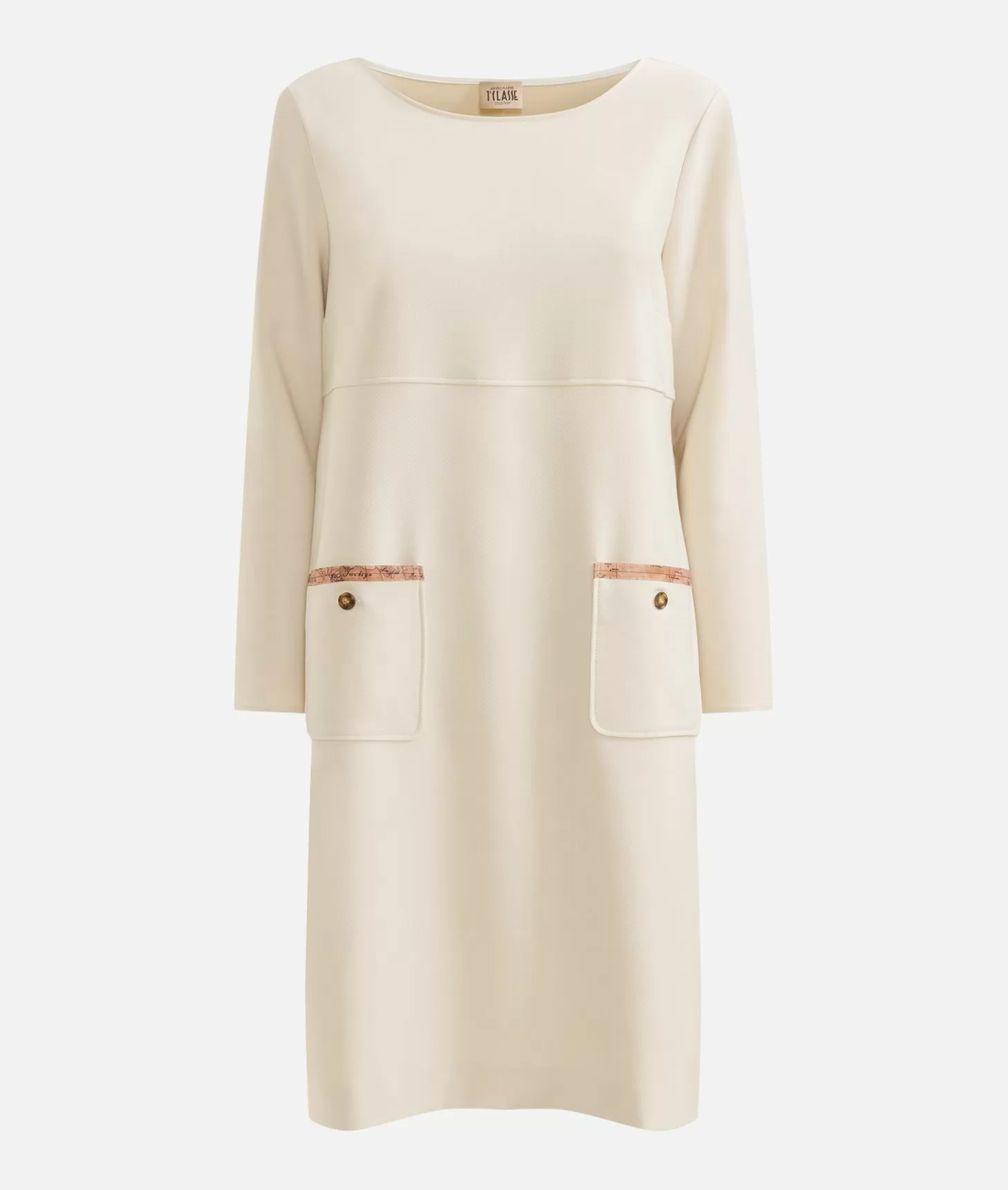 Alviero Martini 1a Classe Abito A Sacchetto In Cavallery Bianco Lana