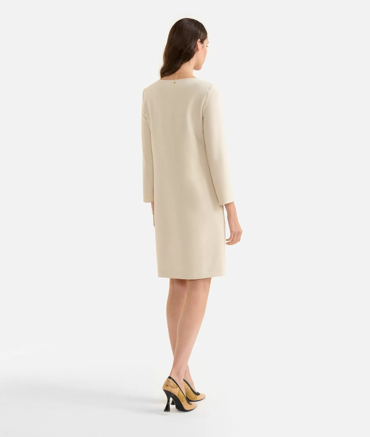 Alviero Martini 1a Classe Abito A Sacchetto In Cavallery Bianco Lana