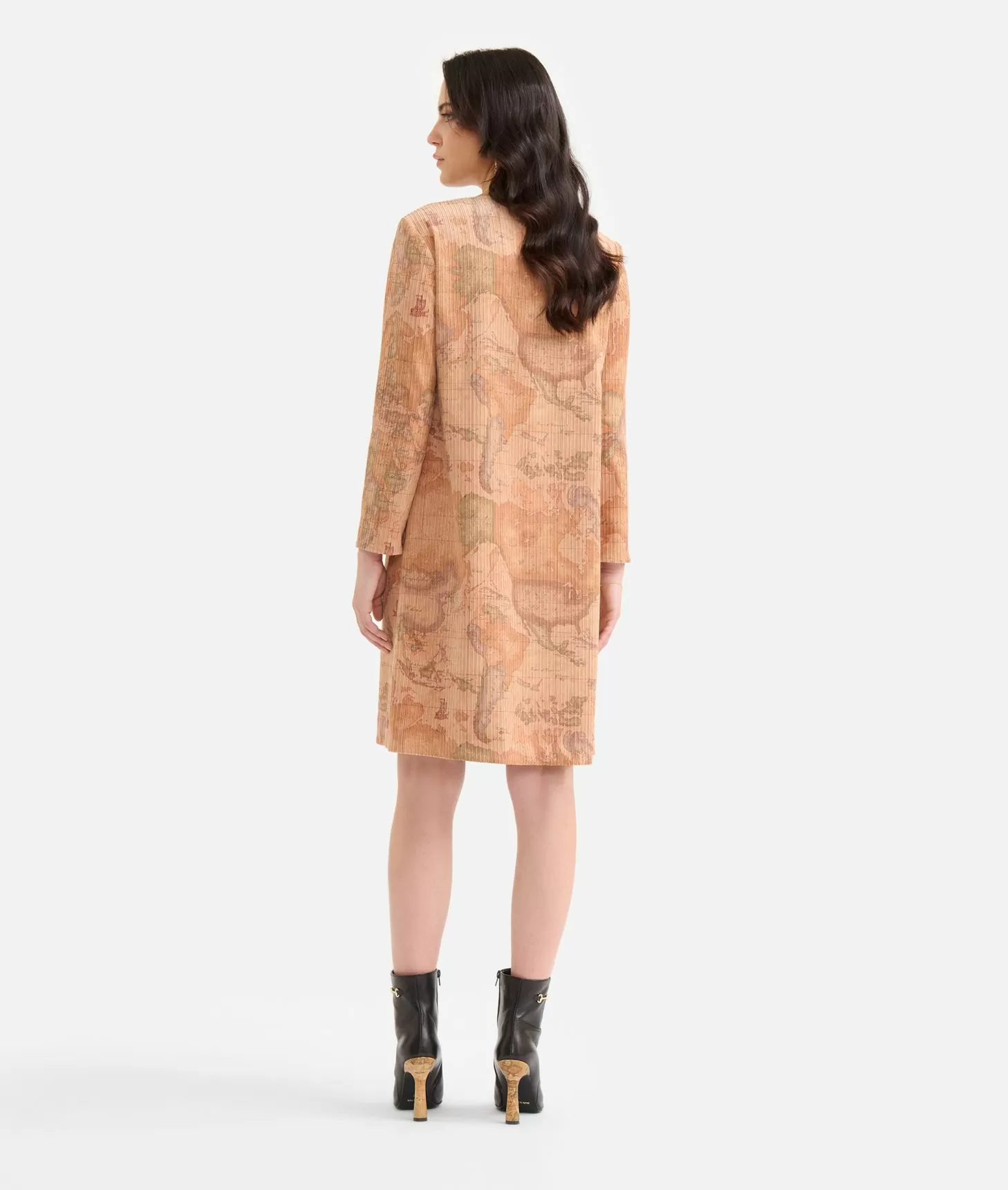 Alviero Martini 1a Classe Abito A Sacchetto In Velluto A Coste Geo Classic