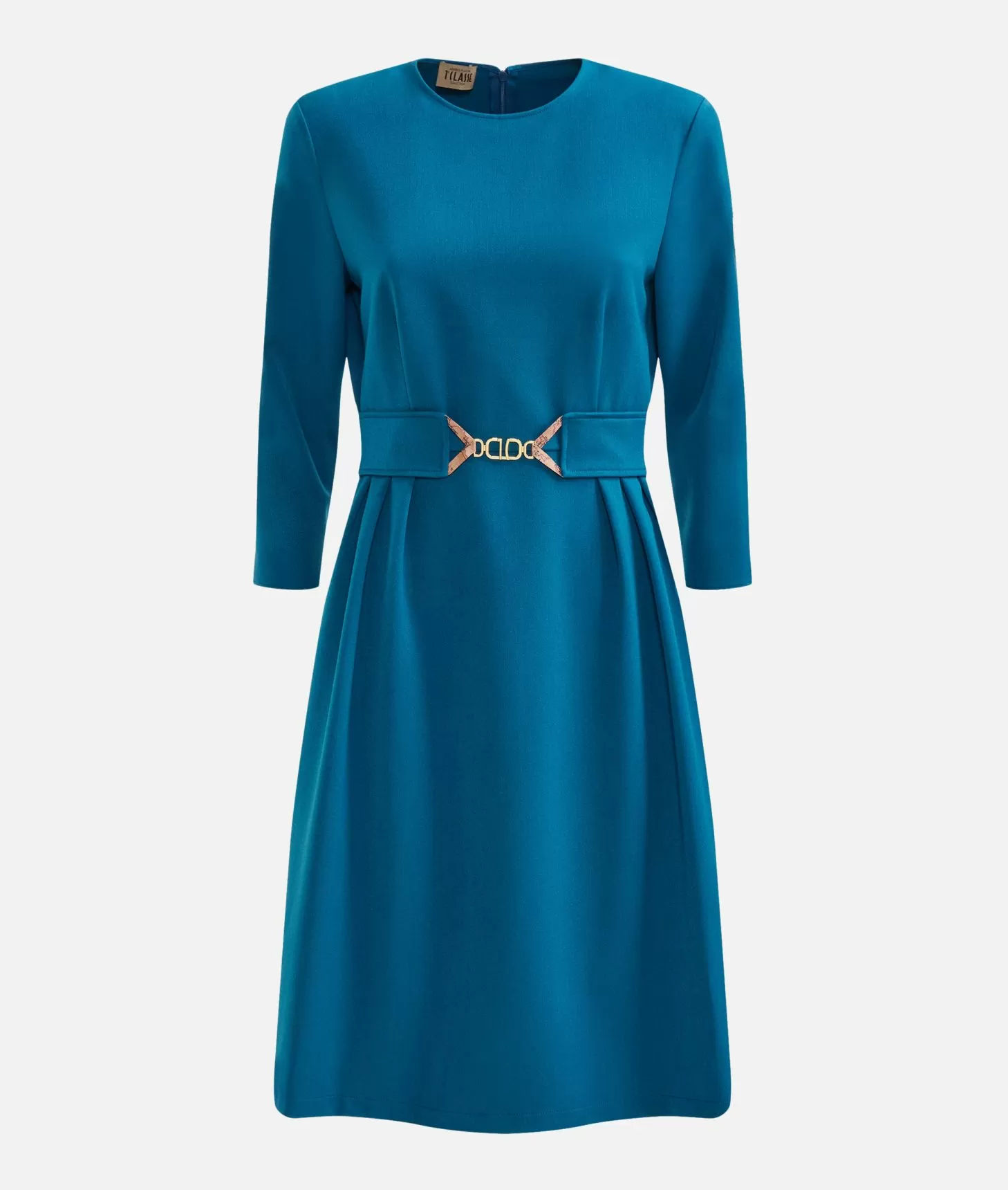 Alviero Martini 1a Classe Abito Con Cintura Gioiello In Tessuto Stretch Blu Di Prussia