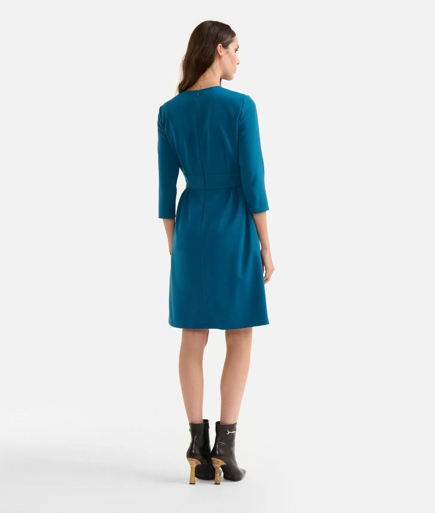 Alviero Martini 1a Classe Abito Con Cintura Gioiello In Tessuto Stretch Blu Di Prussia