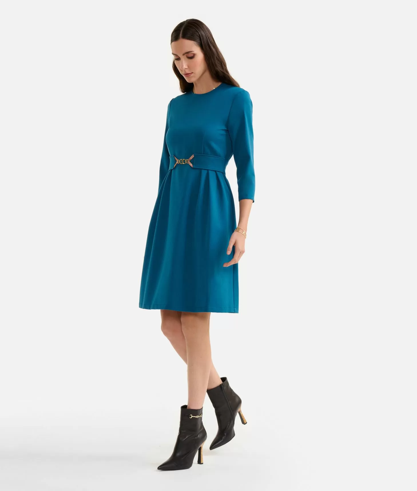 Alviero martini 1a classe Abito con cintura gioiello in tessuto stretch Blu di Prussia