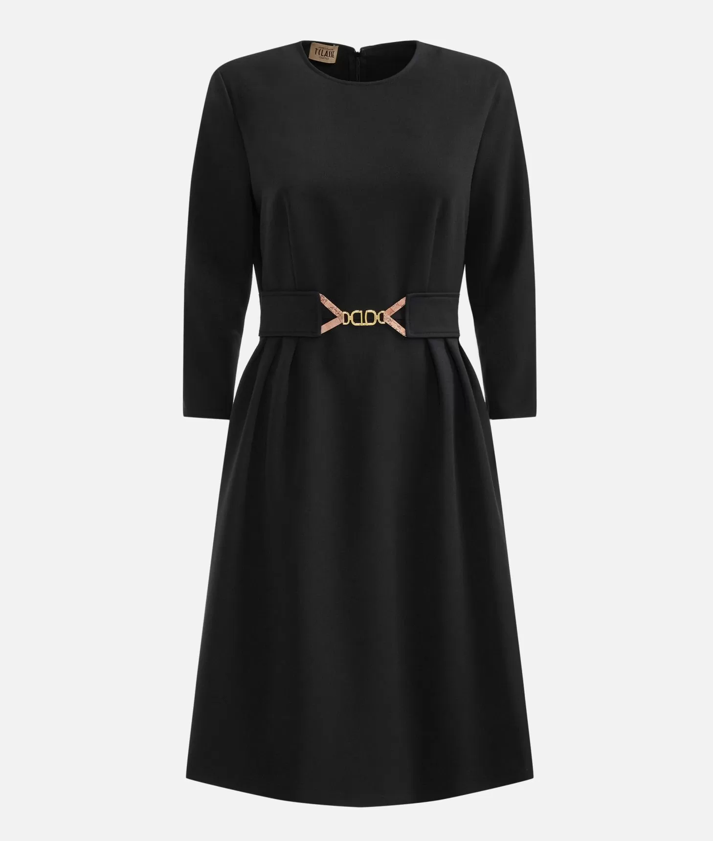 Alviero Martini 1a Classe Abito Con Cintura Gioiello In Tessuto Stretch Nero