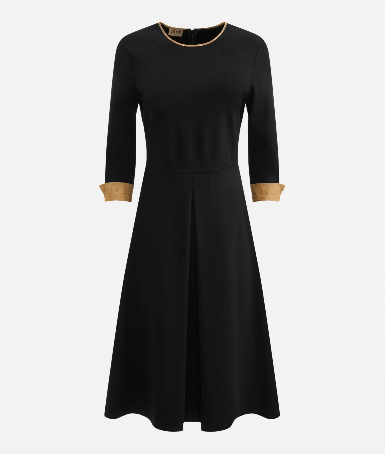 Alviero Martini 1a Classe Abito Con Contropiega In Jersey Punto Milano Nero