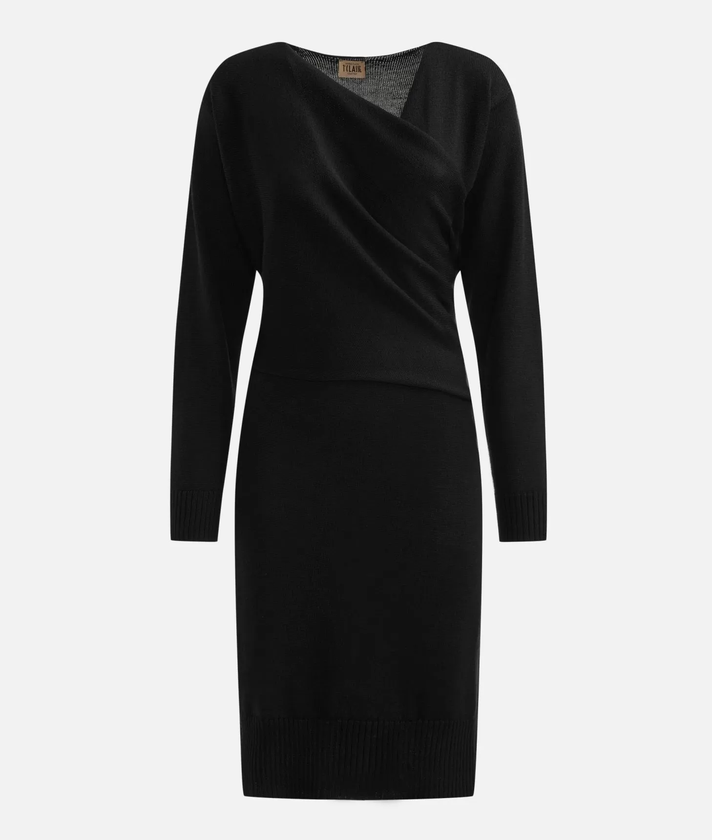 Alviero Martini 1a Classe Abito In Filato Misto Lana Con Toppe Geo Classic Nero