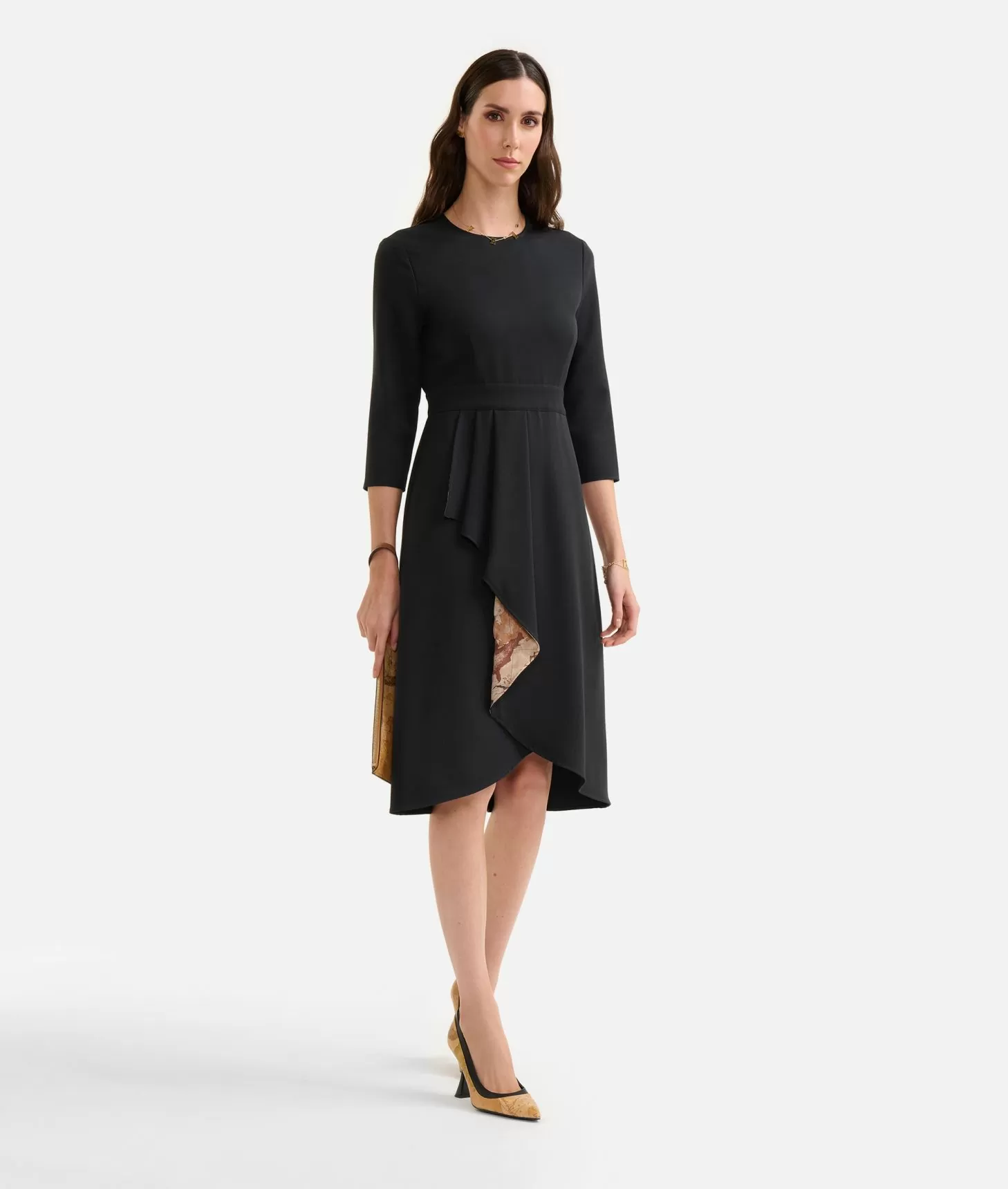 Alviero martini 1a classe Abito in tessuto stretch con balza Nero