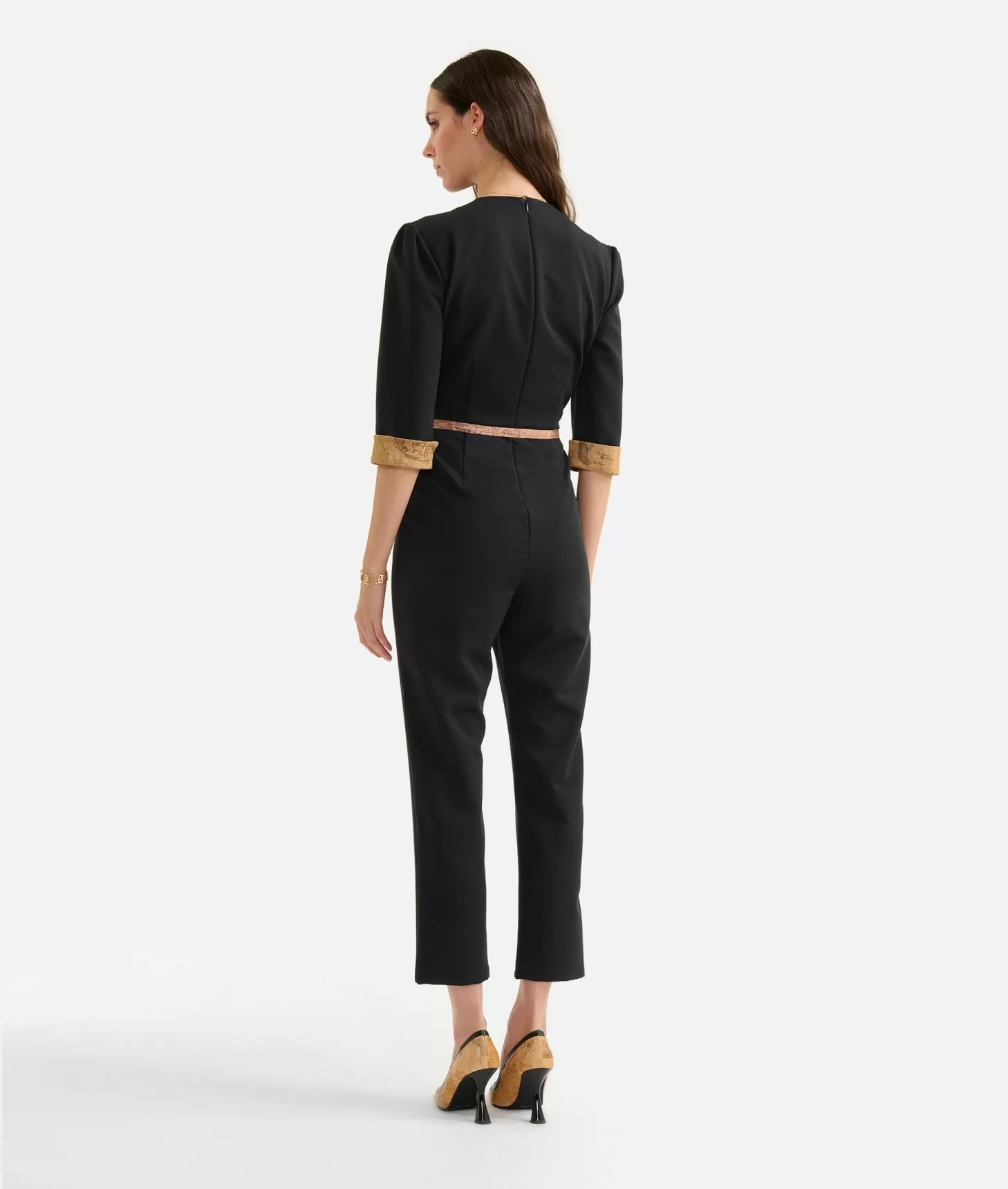 Alviero Martini 1a Classe Abito Tuta In Tessuto Stretch Con Polsini Geo Classic Nero