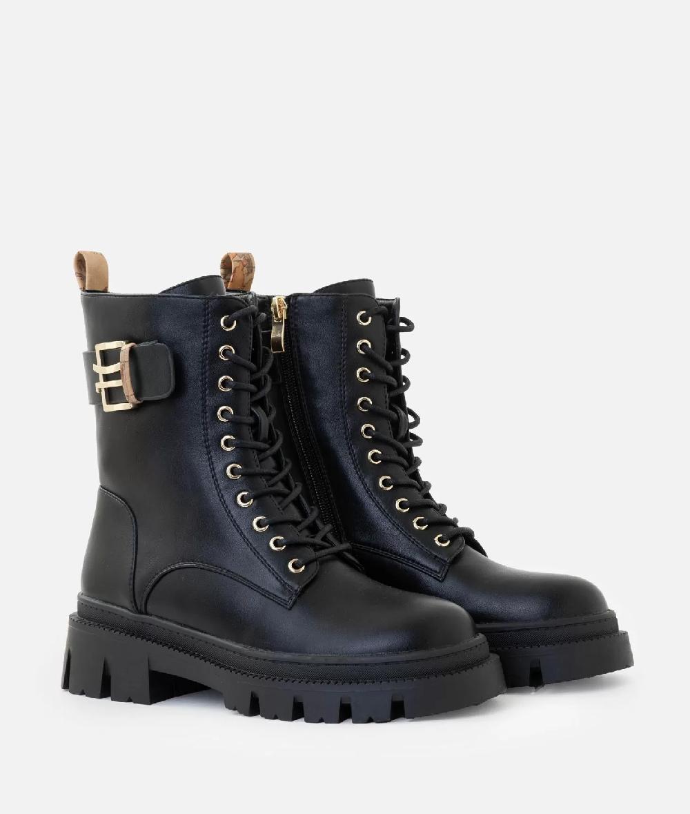 Alviero Martini 1a Classe Anfibi In Eco Nappa Liscia Con Dettaglio 1C Neri