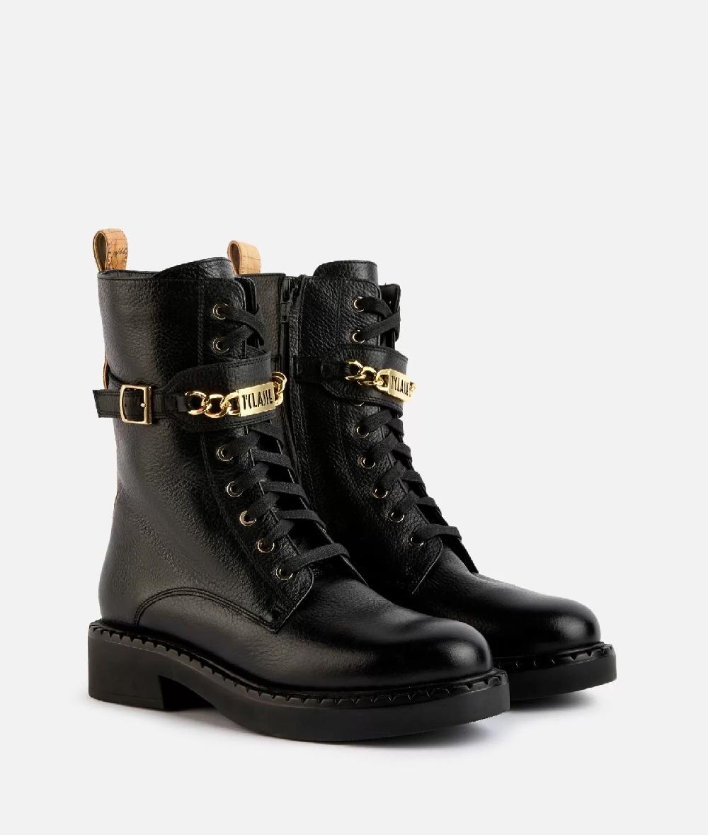 Alviero Martini 1a Classe Anfibi In Pelle Granata Con Morsetto 1ᴬ Classe Neri