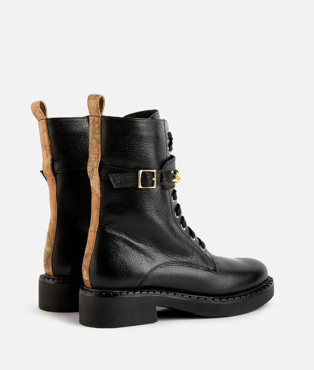 Alviero Martini 1a Classe Anfibi In Pelle Granata Con Morsetto 1ᴬ Classe Neri