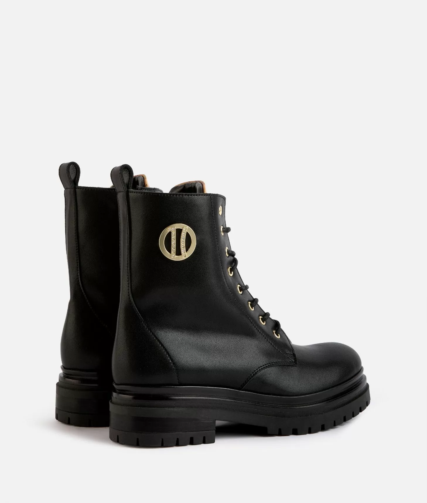 Alviero Martini 1a Classe Anfibi In Pelle Liscia Con Dettaglio 1C Strass Neri