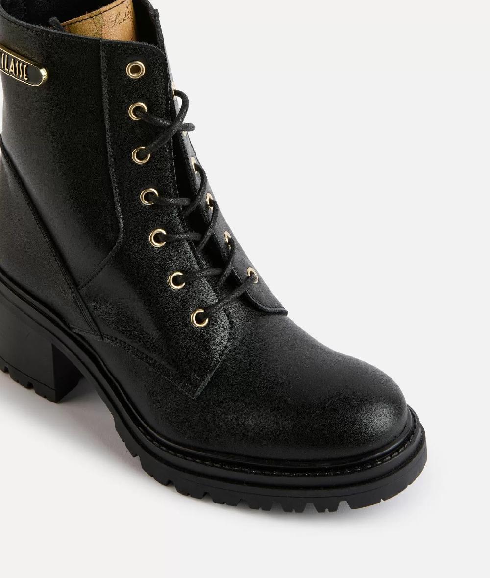 Alviero Martini 1a Classe Anfibi In Pelle Liscia Con Placchetta 1ᴬ Classe Neri