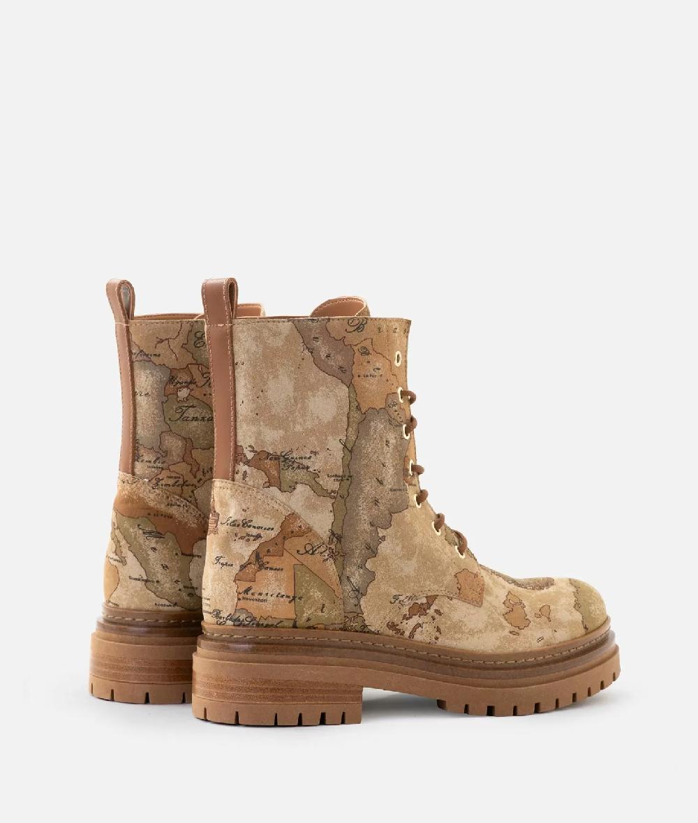 Alviero Martini 1a Classe Anfibi In Tessuto Nabuk Stampa Geo Classic