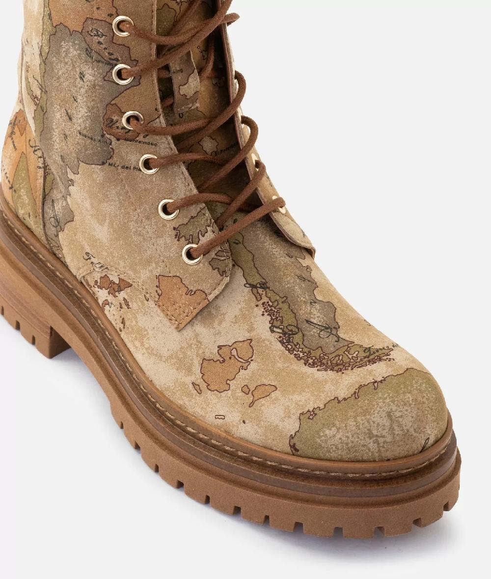 Alviero Martini 1a Classe Anfibi In Tessuto Nabuk Stampa Geo Classic