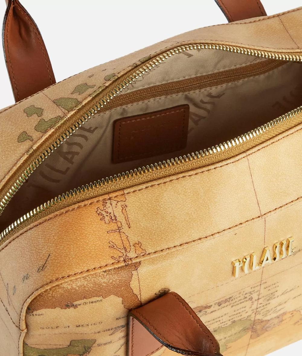 Alviero Martini 1a Classe Bauletto Con Tracolla In Tessuto Stampa Geo Classic Naturale