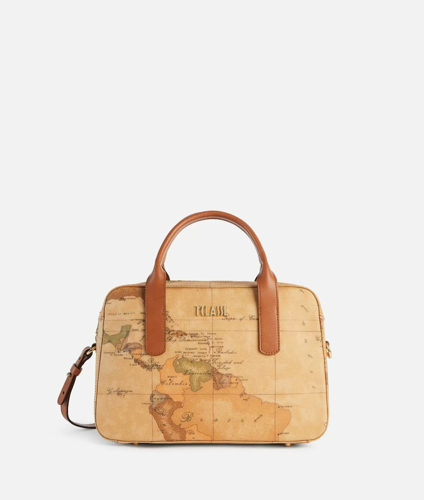 Alviero martini 1a classe Bauletto con tracolla in tessuto stampa Geo Classic Naturale