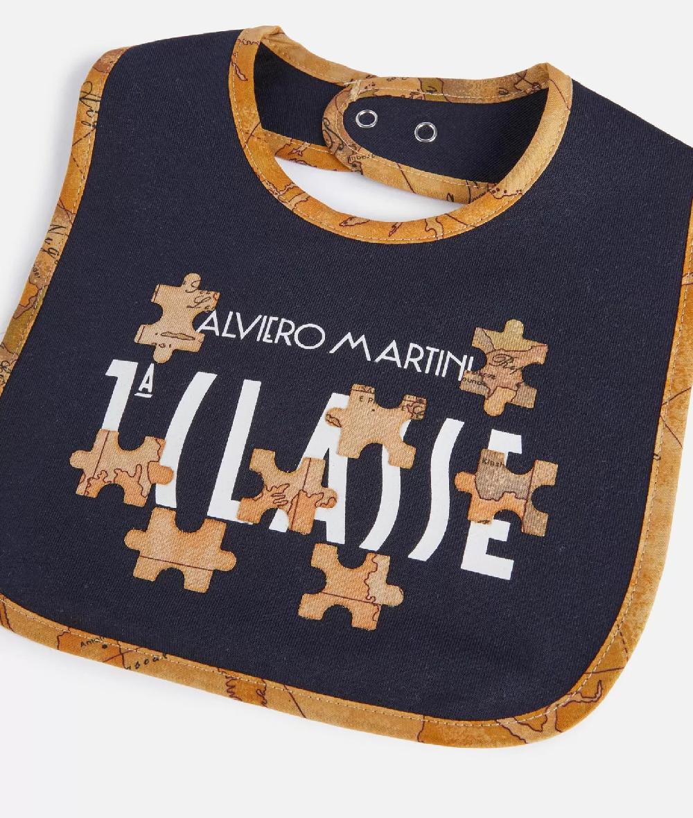 Alviero Martini 1a Classe Bavaglino In Cotone Geo Puzzle Blu