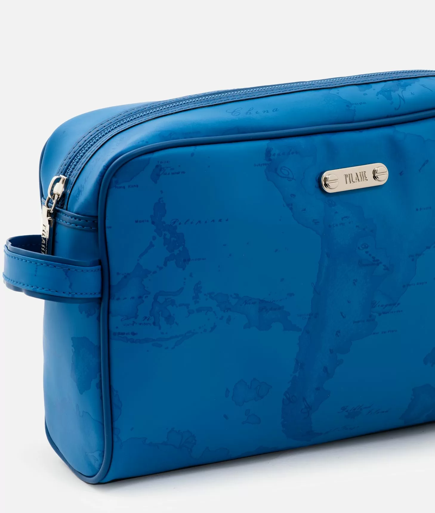 Alviero Martini 1a Classe Beauty Case Rettangolare In Tessuto Gommato Blu Grecia