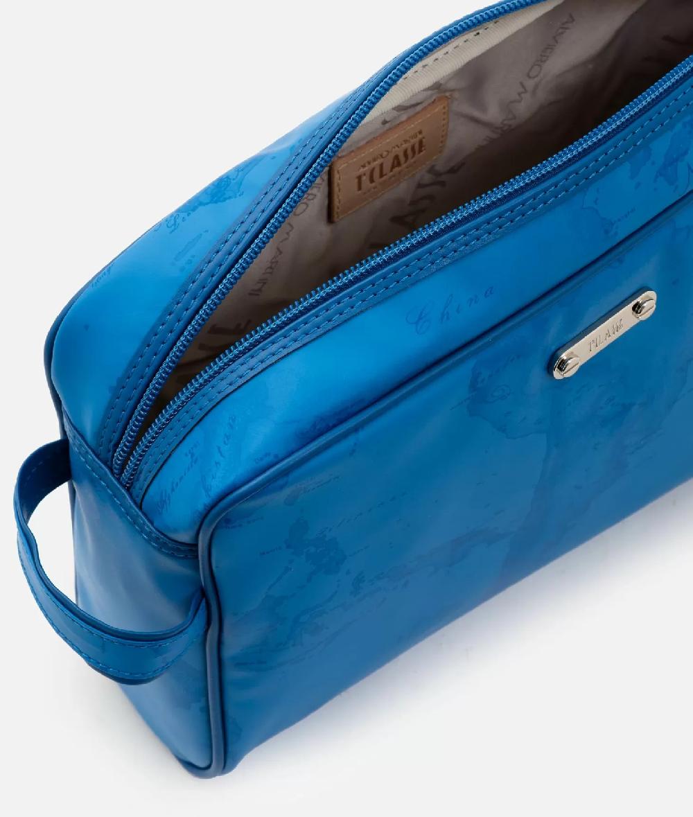 Alviero Martini 1a Classe Beauty Case Rettangolare In Tessuto Gommato Blu Grecia