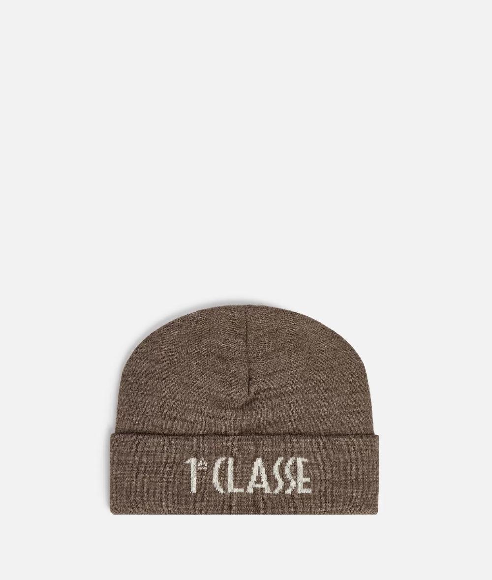 Alviero martini 1a classe Berretto con logo in misto lana Taupe Scuro
