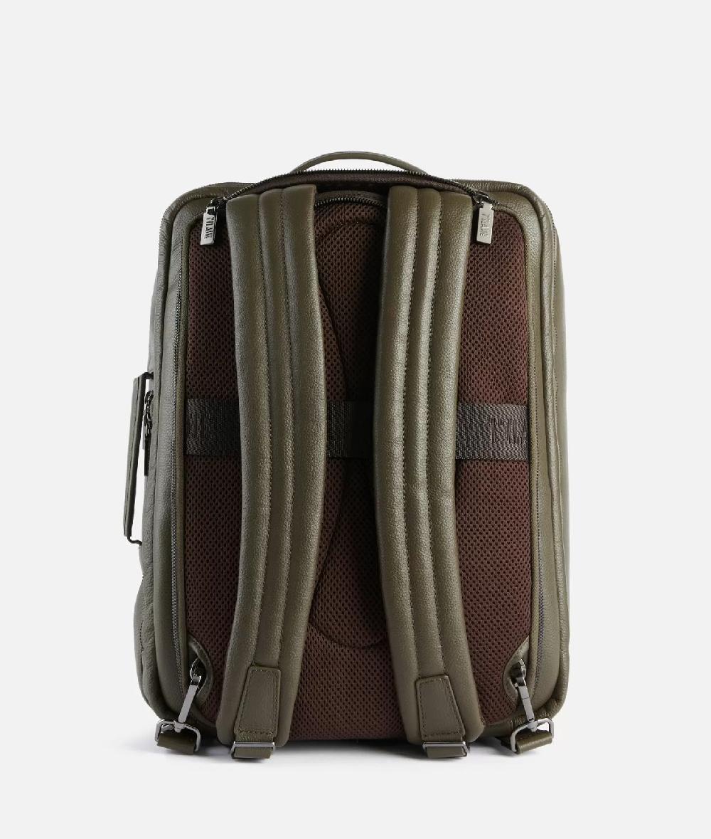 Alviero Martini 1a Classe Beta Leather Zaino Da Viaggio Tripla Portabilità Verde Militare