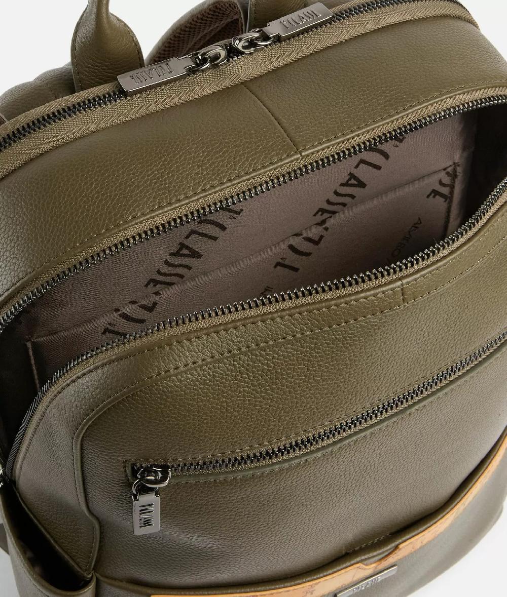 Alviero Martini 1a Classe Beta Leather Zaino Portacomputer Verde Militare